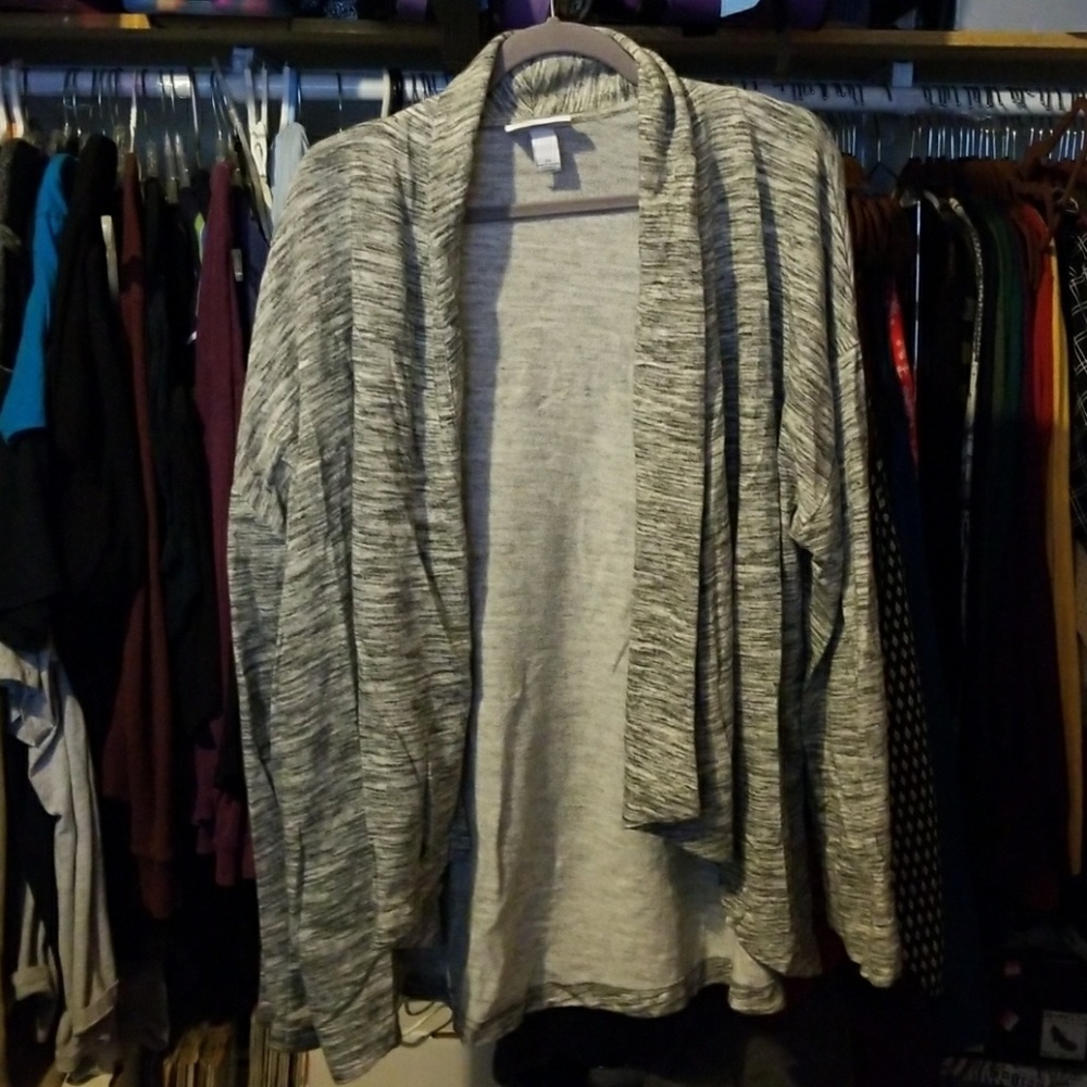 Gray and white cardigan